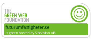 Logga med texten The Green Web Foundation och "futurumfastigheter.se is green hosted by SiteVision AB."